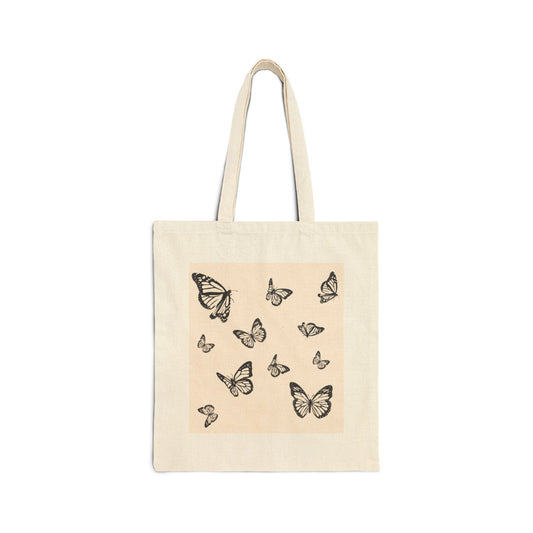 Butterfly Print Cotton Canvas Tote Bag - Eco-Friendly & Stylish